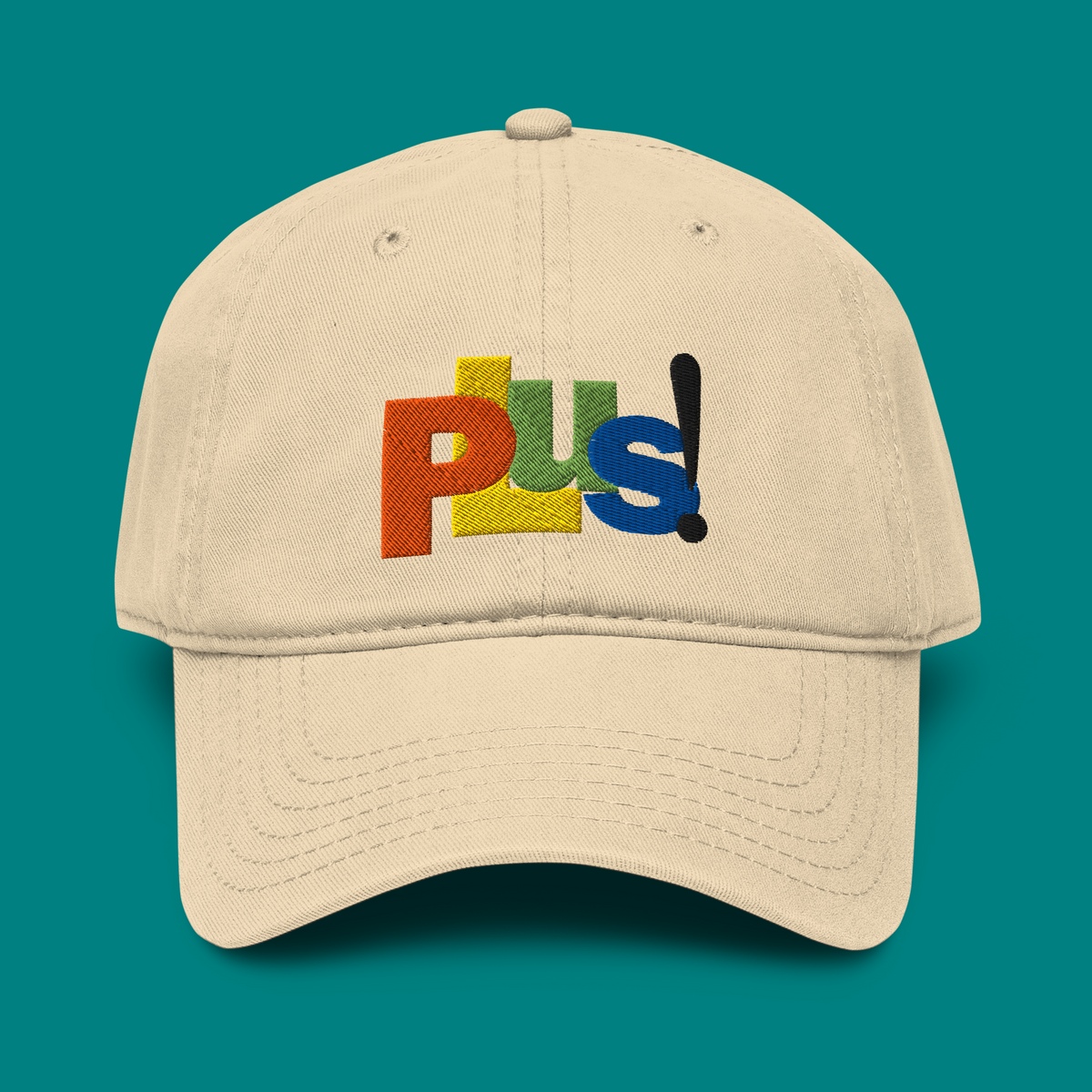 Microsoft Plus! Hat in khaki with the embroidered four-color Plus! logo